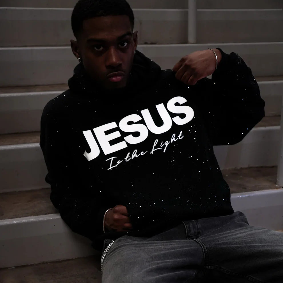 Jesus is The Light Rhinestone Hoodie